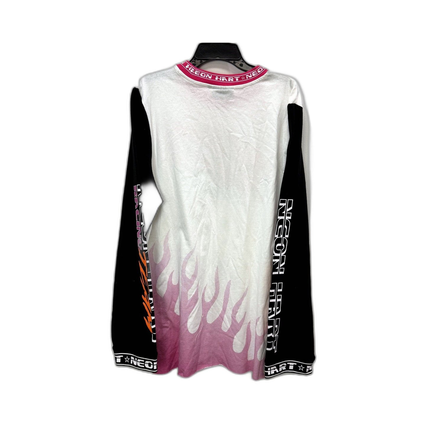 Neon Hart Womens Racing LS Shirt Graphic Tee Flame Print Athletic Size XS NEW