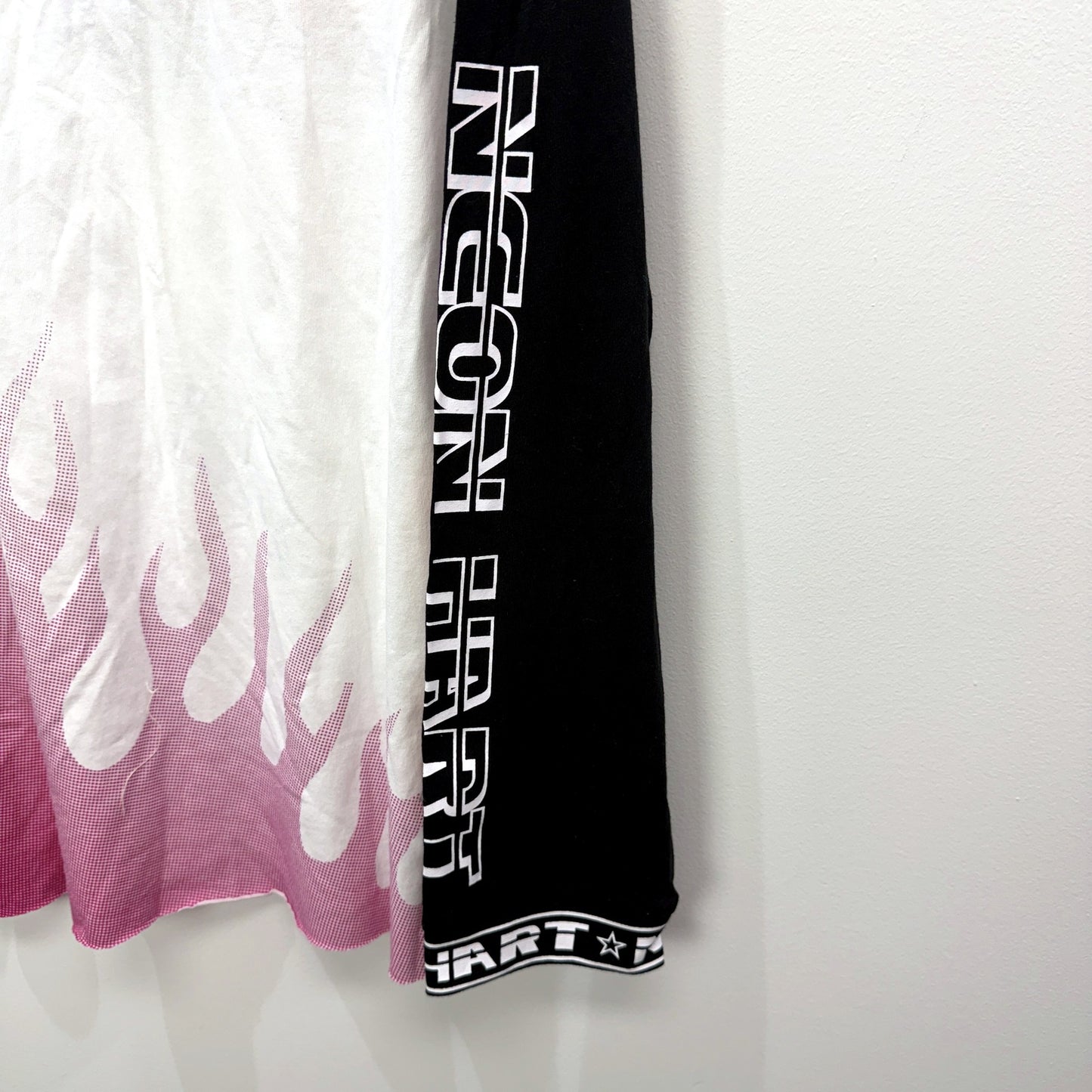 Neon Hart Womens Racing LS Shirt Graphic Tee Flame Print Athletic Size XS NEW