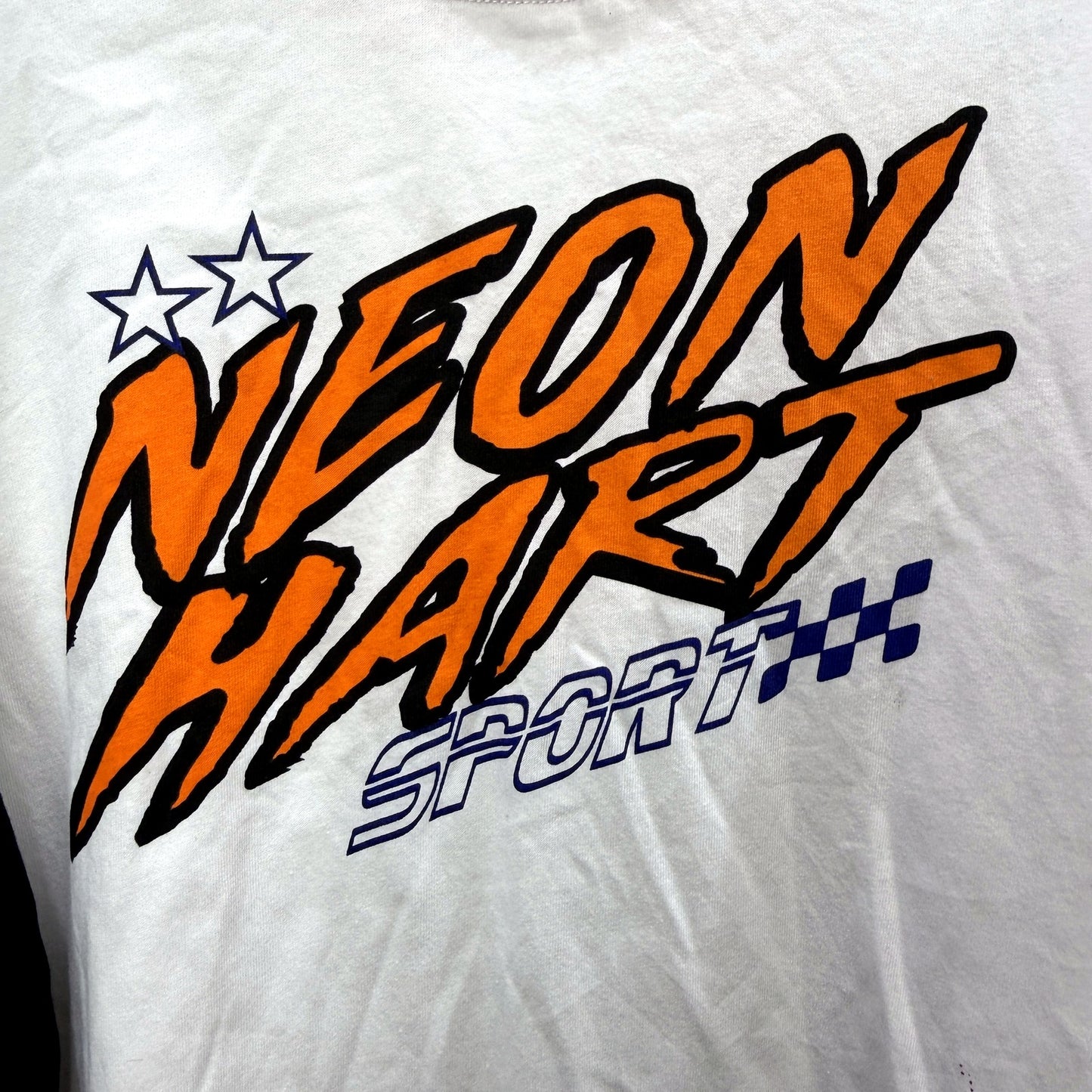 Neon Hart Womens Racing LS Shirt Graphic Tee Flame Print Athletic Size XS NEW