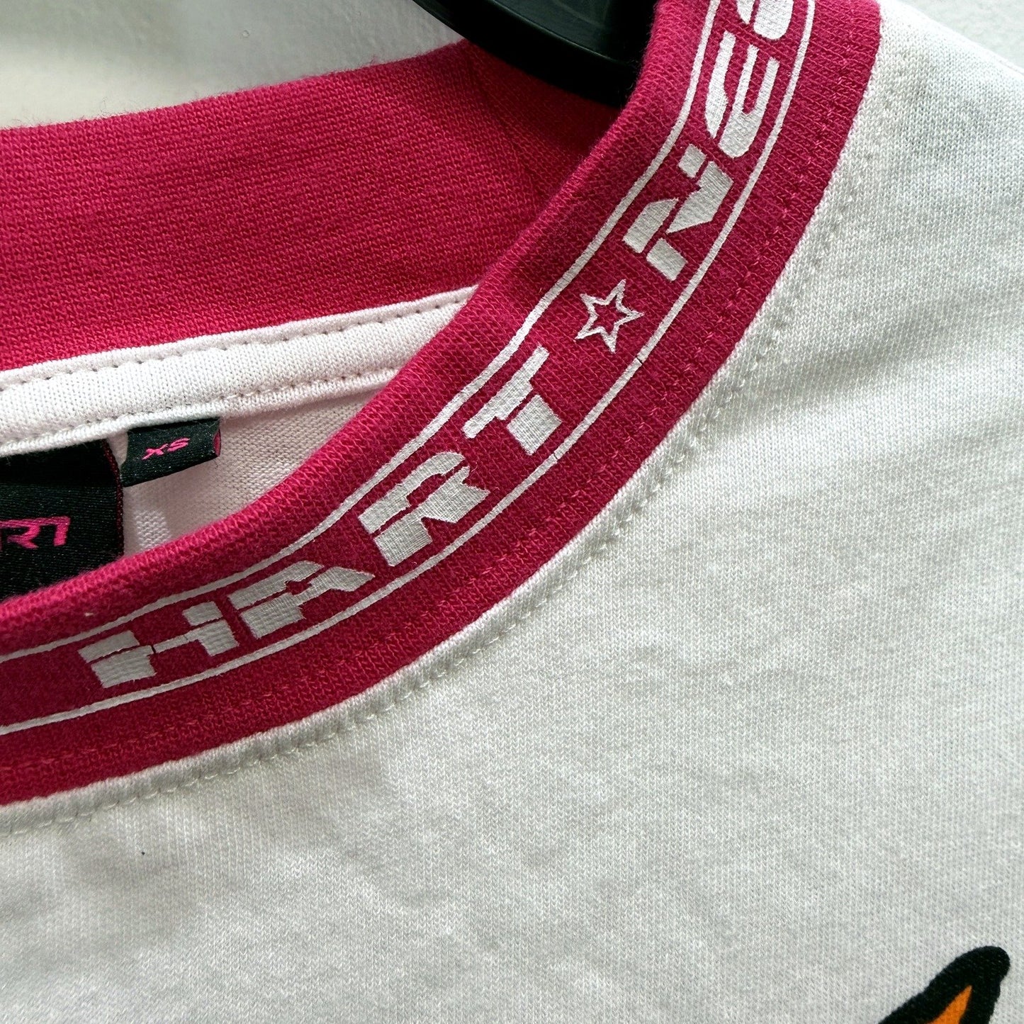 Neon Hart Womens Racing LS Shirt Graphic Tee Flame Print Athletic Size XS NEW