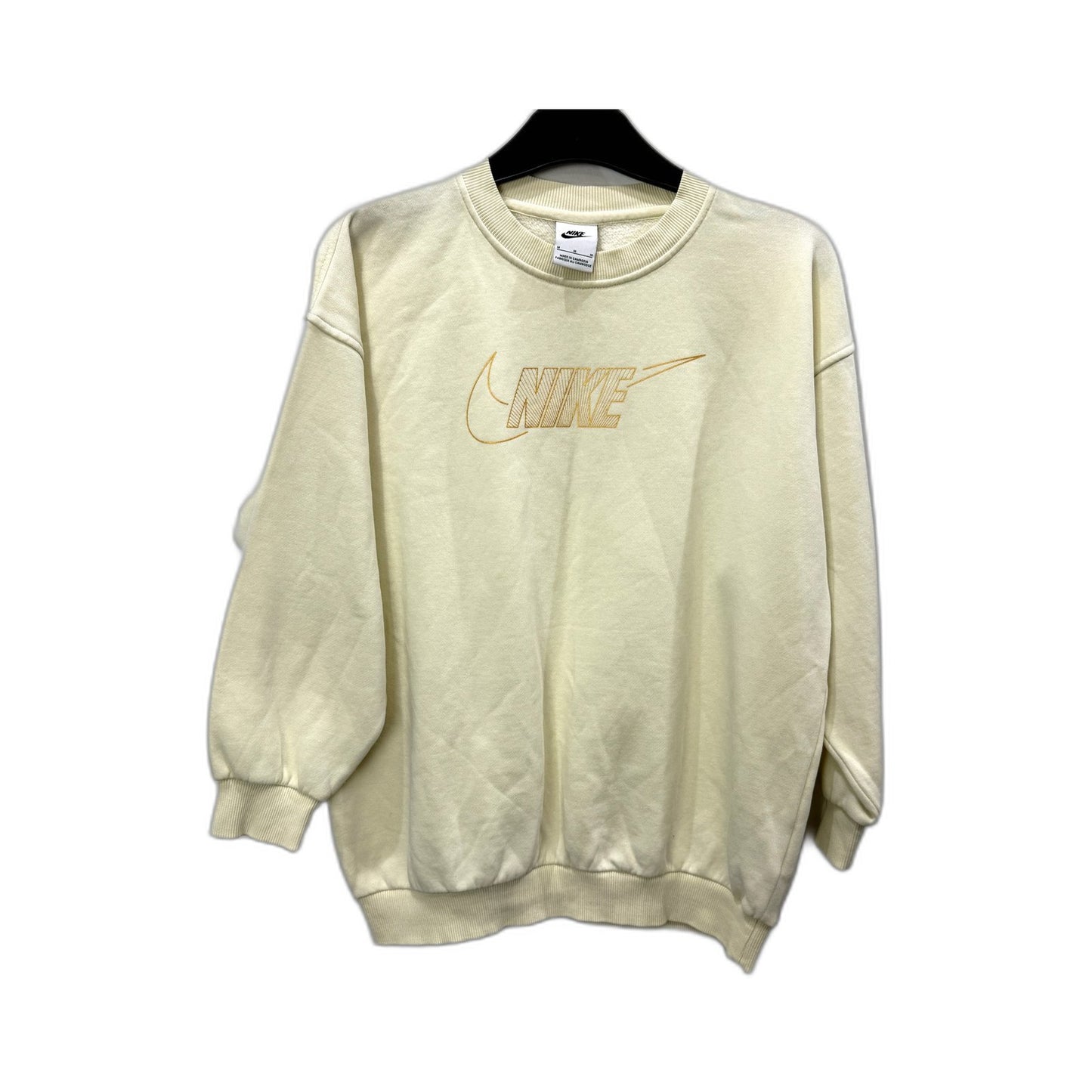 Nike Womens Beige Cotton Blend Pullover Sweatshirt for Comfortable Fit Size M