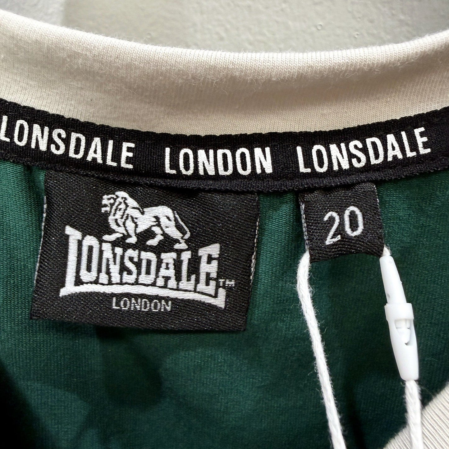 Lonsdale Womens Green Cotton Elastane Cropped T-Shirt Size 20 NEW