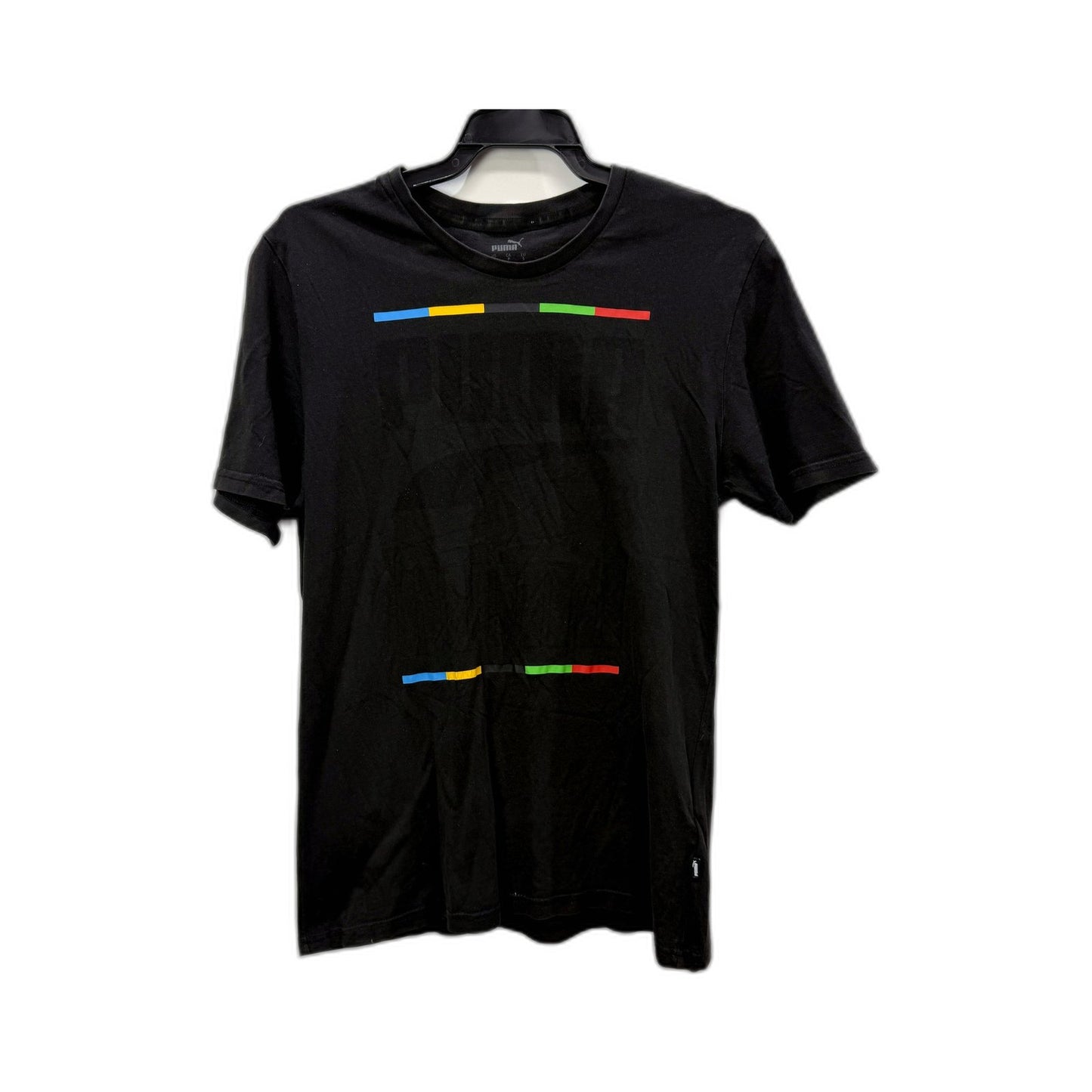 Puma Mens T-Shirt Graphic Colorblock Pullover Sweatshirt in Black, Small Size