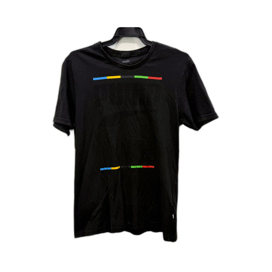 Puma Mens T-Shirt Graphic Colorblock Pullover Sweatshirt in Black, Small Size