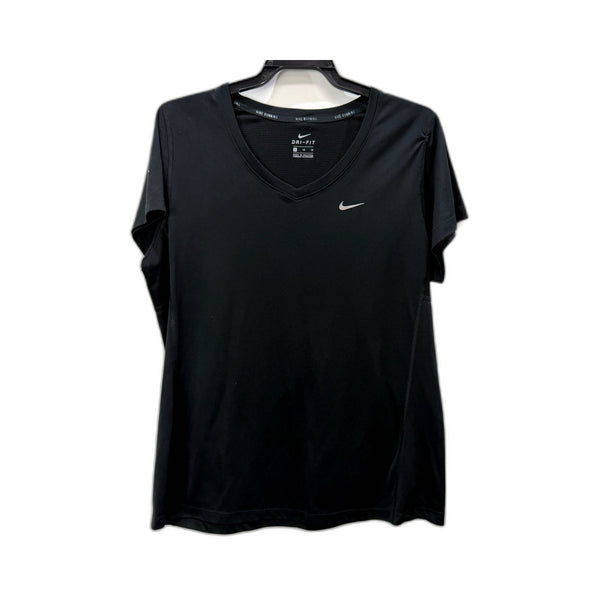 Nike Womens Dri-Fit Running Shirt Black Moisture Wicking Athletic Size XL