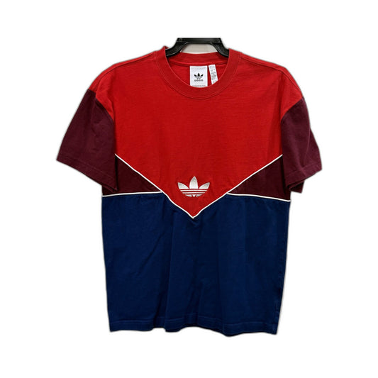 adidas Mens T-Shirt Colorblock Pullover Sweatshirt Casual Burgundy Multi NEW