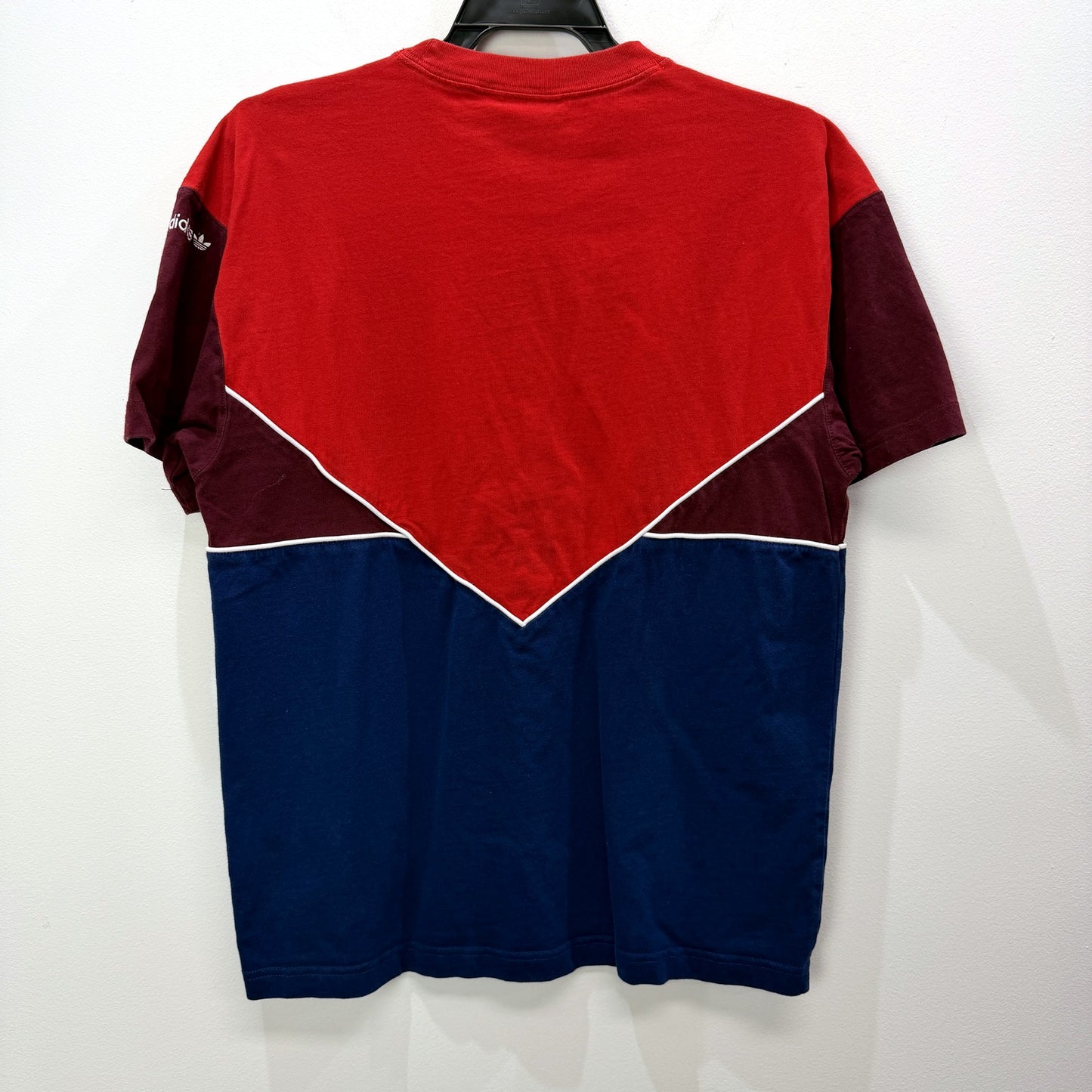 adidas Mens T-Shirt Colorblock Pullover Sweatshirt Casual Burgundy Multi NEW