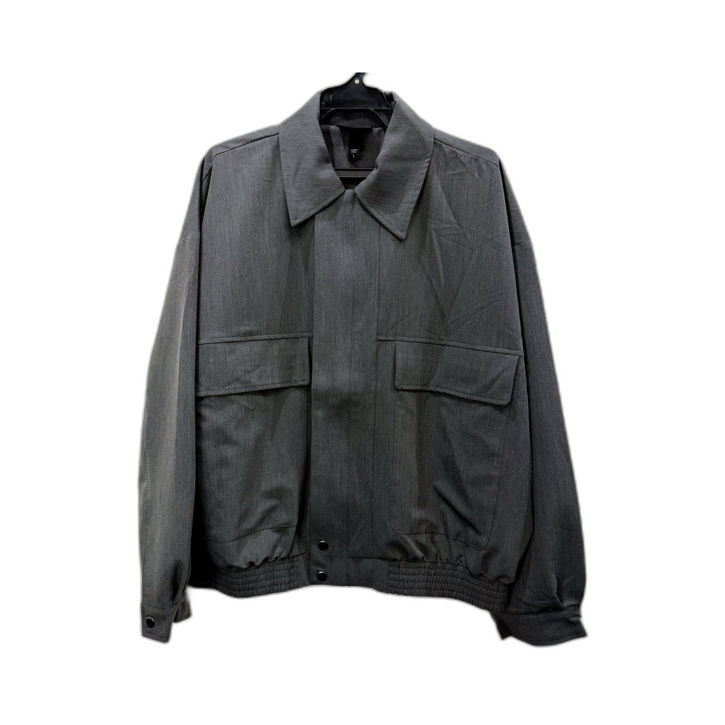 Oversized Womens Gray Bomber Jacket - Casual Outerwear Large Size L NEW
