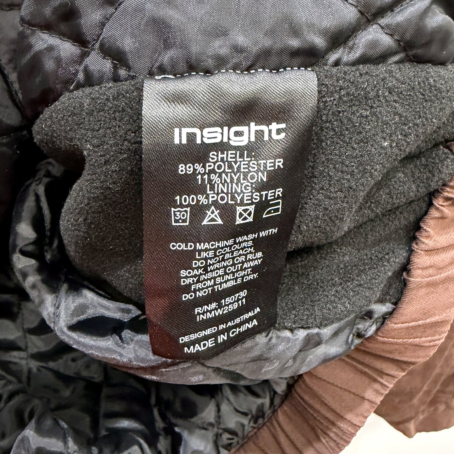 Insight Mens Lightweight Nylon Puffed Jacket in Brown, Size S NEW