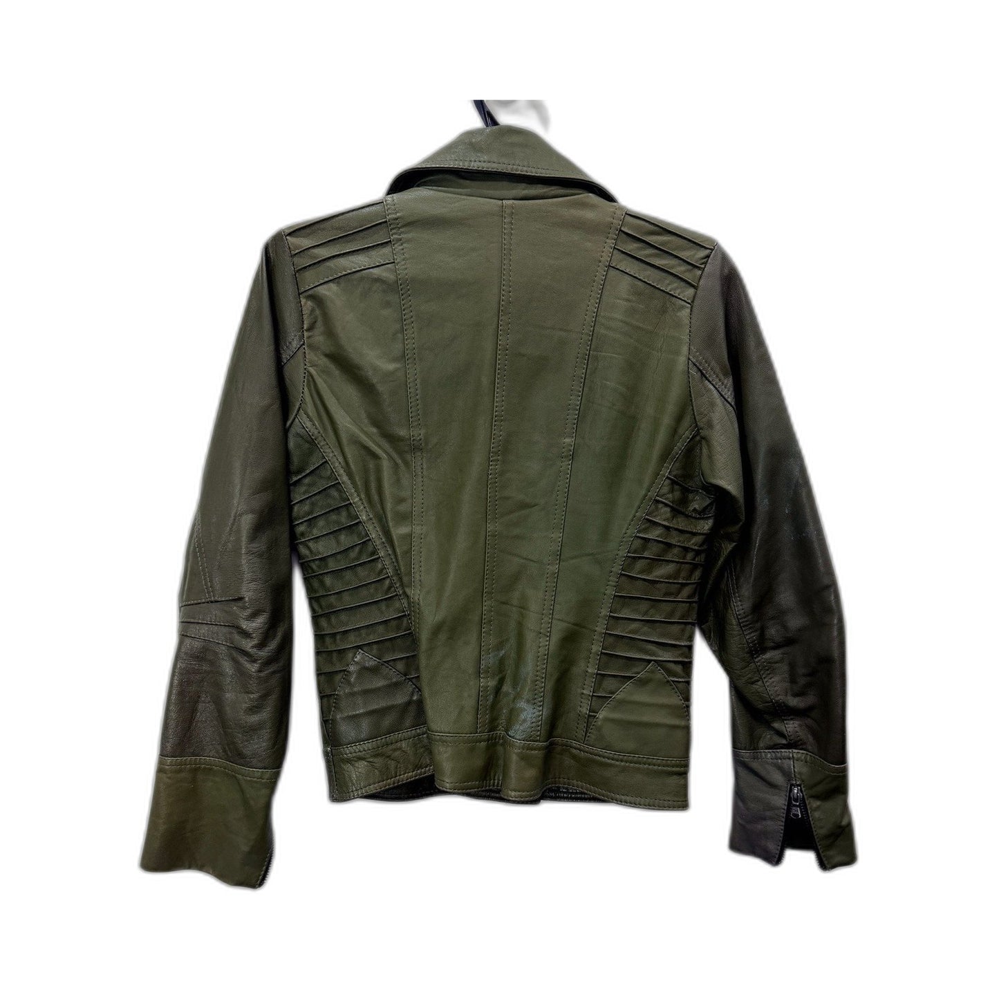 Claudio Iacovelli Womens Faux Leather Distressed Green Jacket Size 42