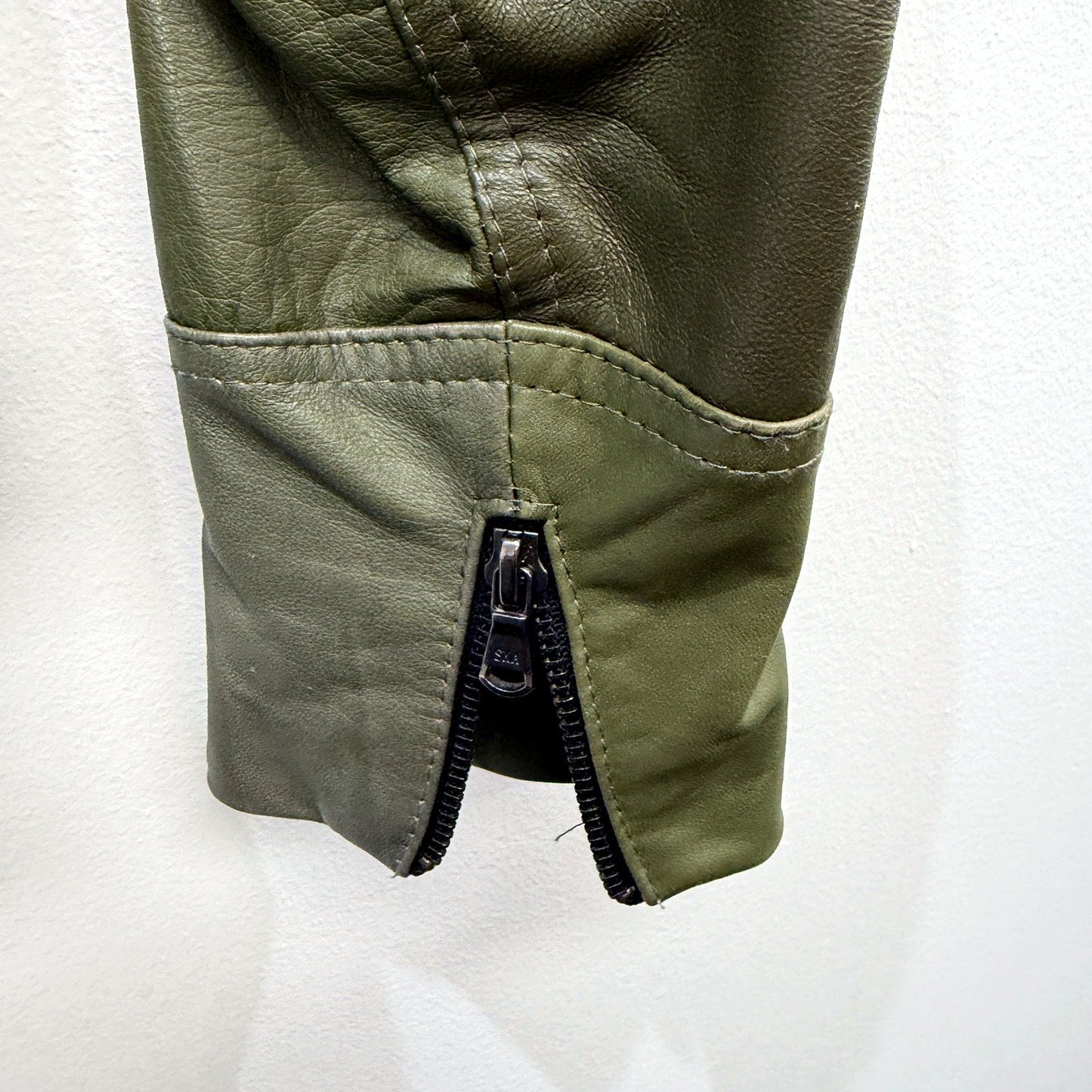 Claudio Iacovelli Womens Faux Leather Distressed Green Jacket Size 42