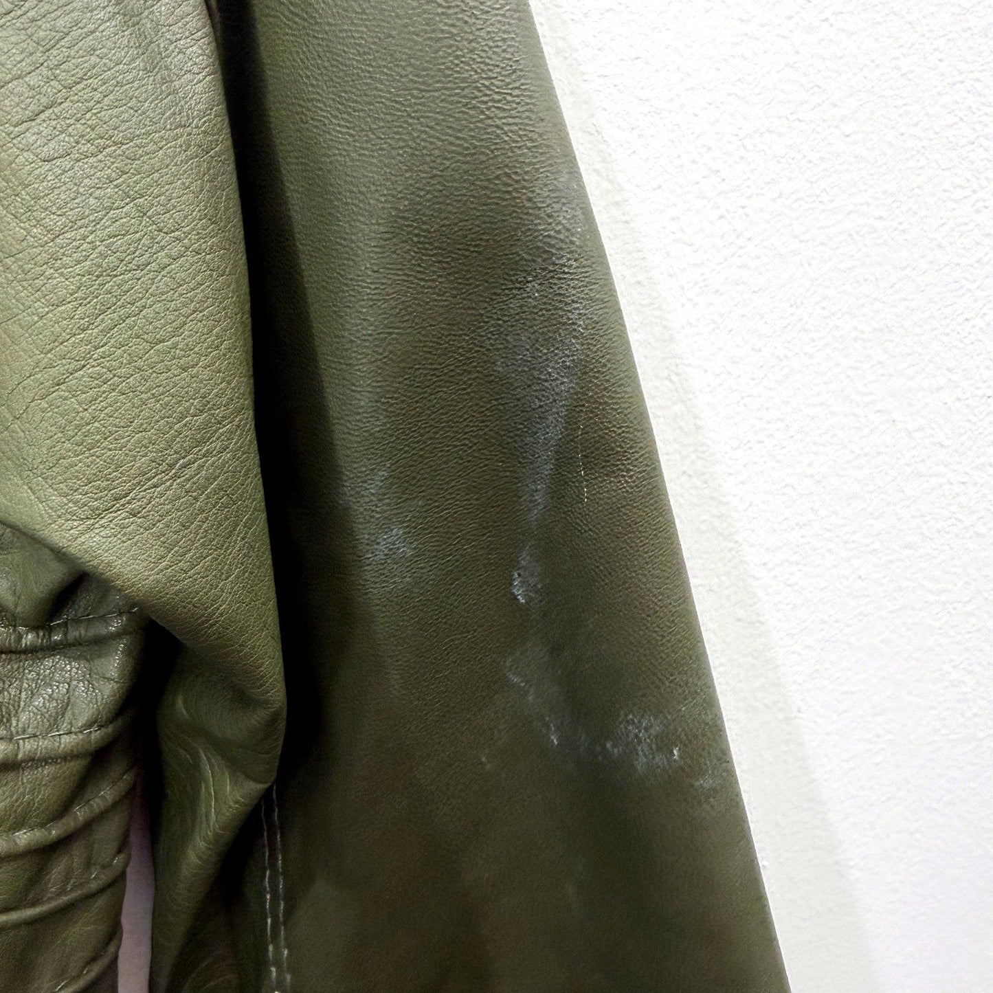 Claudio Iacovelli Womens Faux Leather Distressed Green Jacket Size 42
