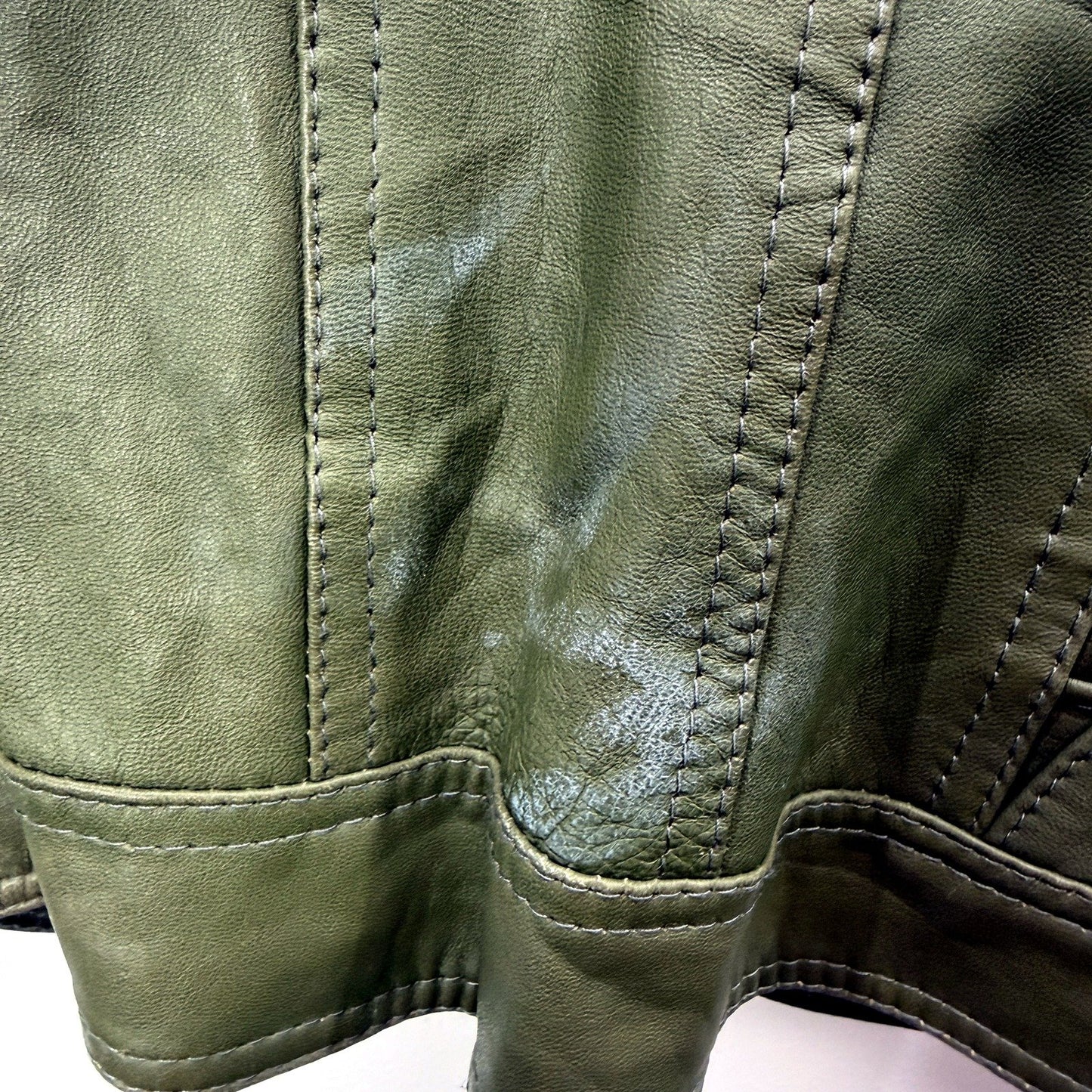 Claudio Iacovelli Womens Faux Leather Distressed Green Jacket Size 42