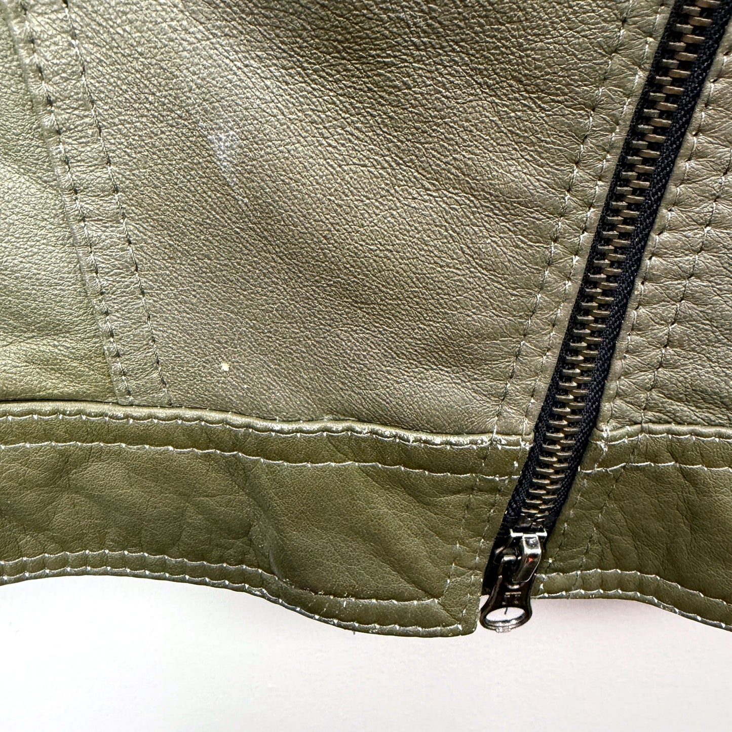 Claudio Iacovelli Womens Faux Leather Distressed Green Jacket Size 42