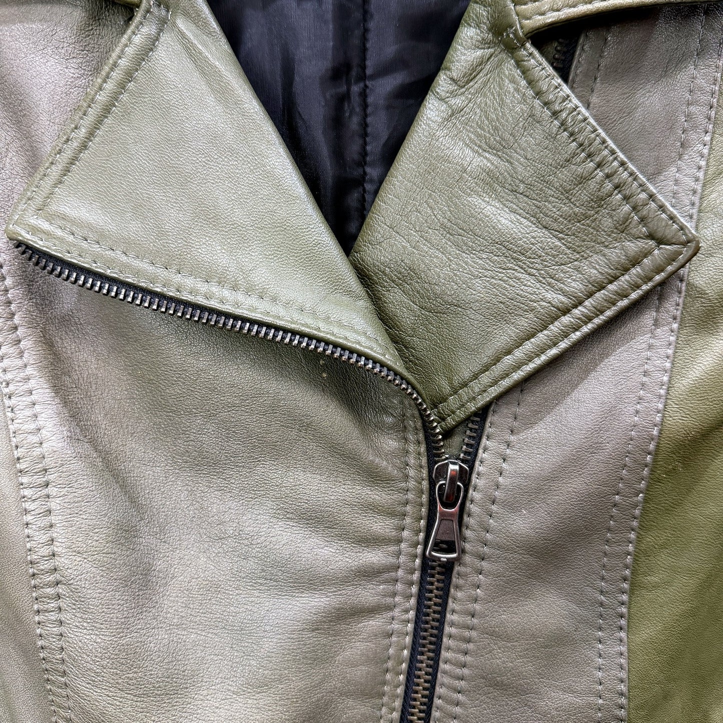 Claudio Iacovelli Womens Faux Leather Distressed Green Jacket Size 42