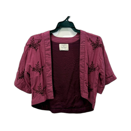 Zara Girls Embroidered Cardigan Floral Vintage Style Purple Cotton Linen Sz 5/6