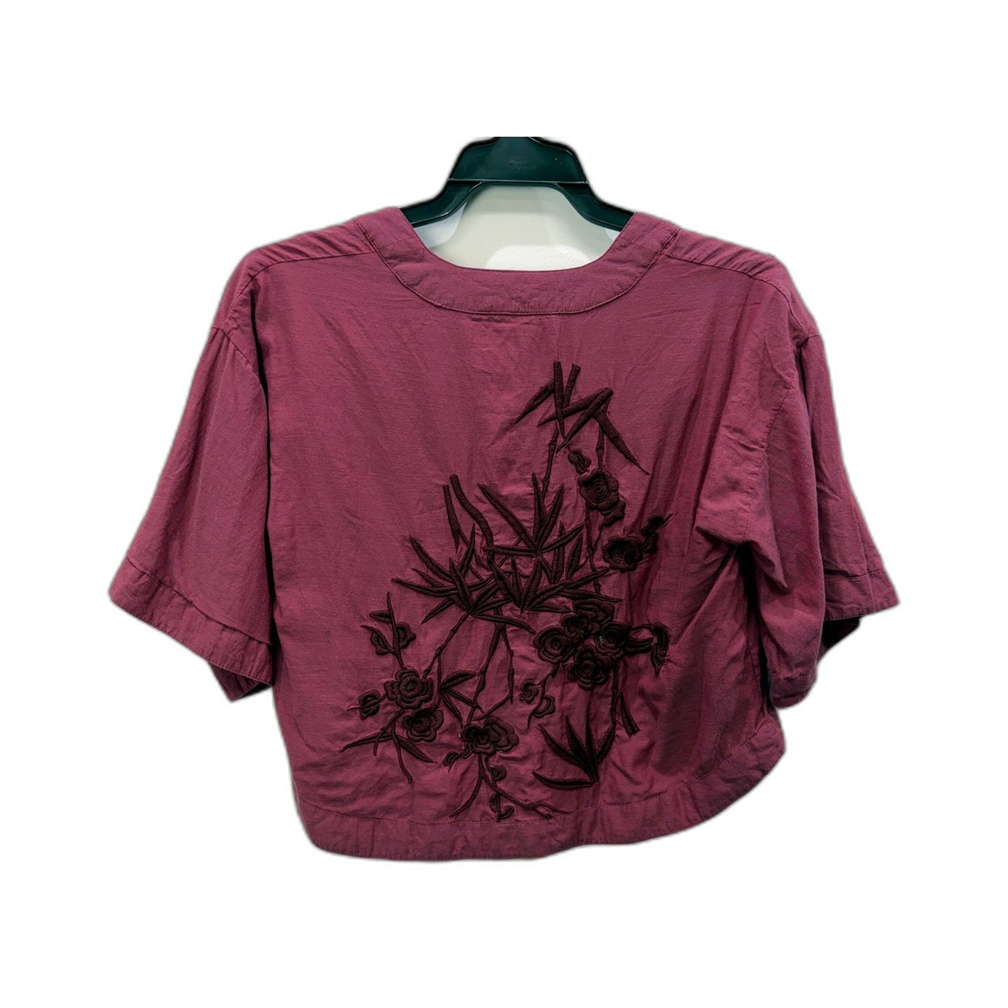 Zara Girls Embroidered Cardigan Floral Vintage Style Purple Cotton Linen Sz 5/6