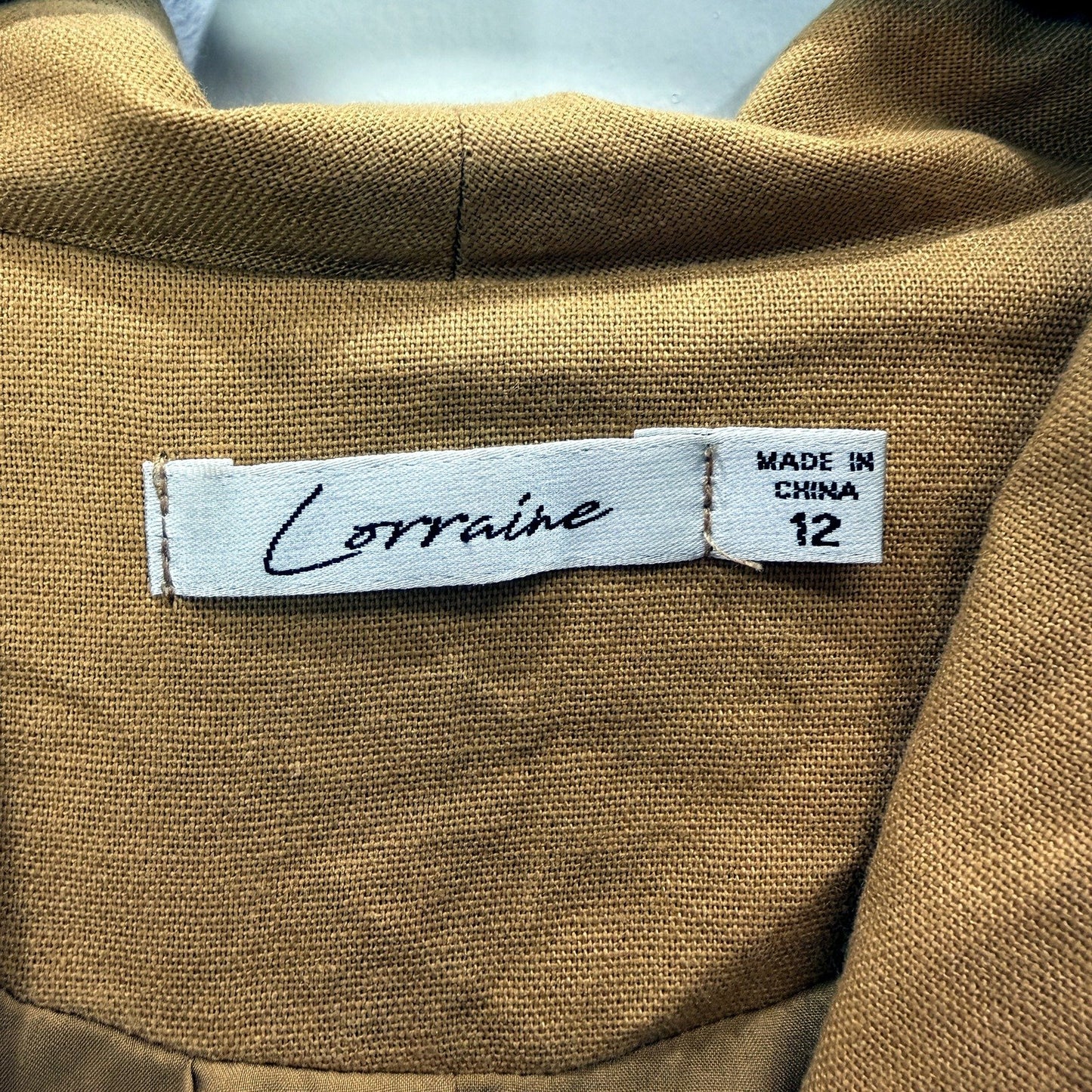 Corraine Womens Linen Double Breasted Light Brown Jacket Size 12