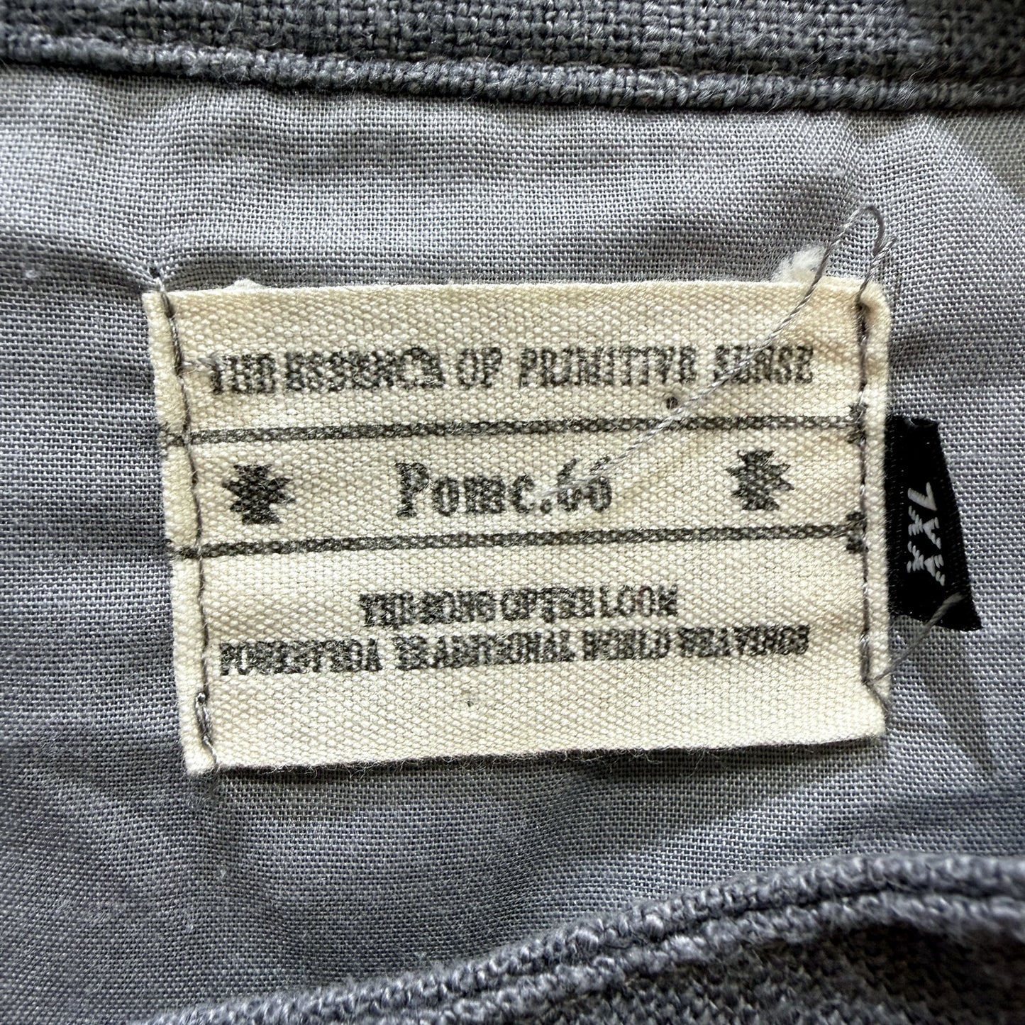 Primitive Sense Mens Linen Jacket with Knotted Buttons in Gray, Size XXL