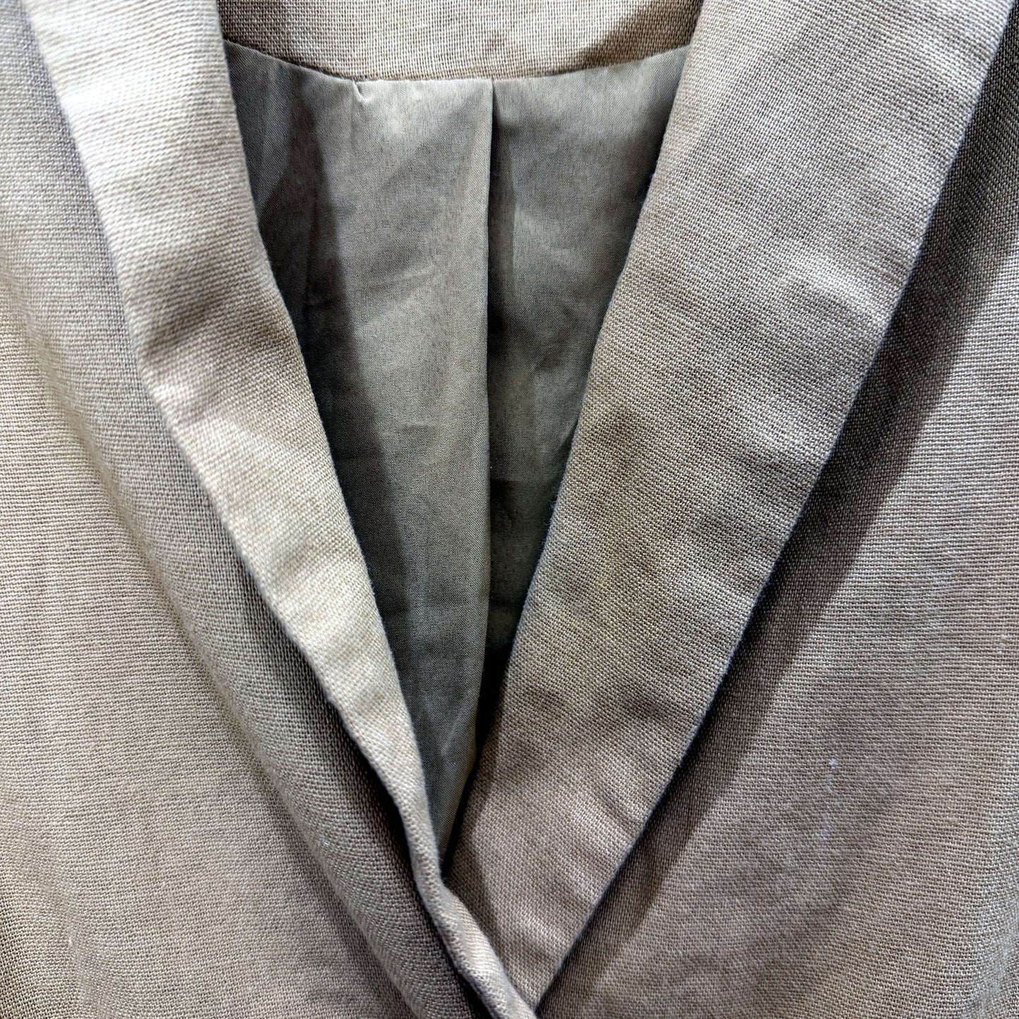 Primitive Sense Mens Linen Jacket with Knotted Buttons in Gray, Size XXL