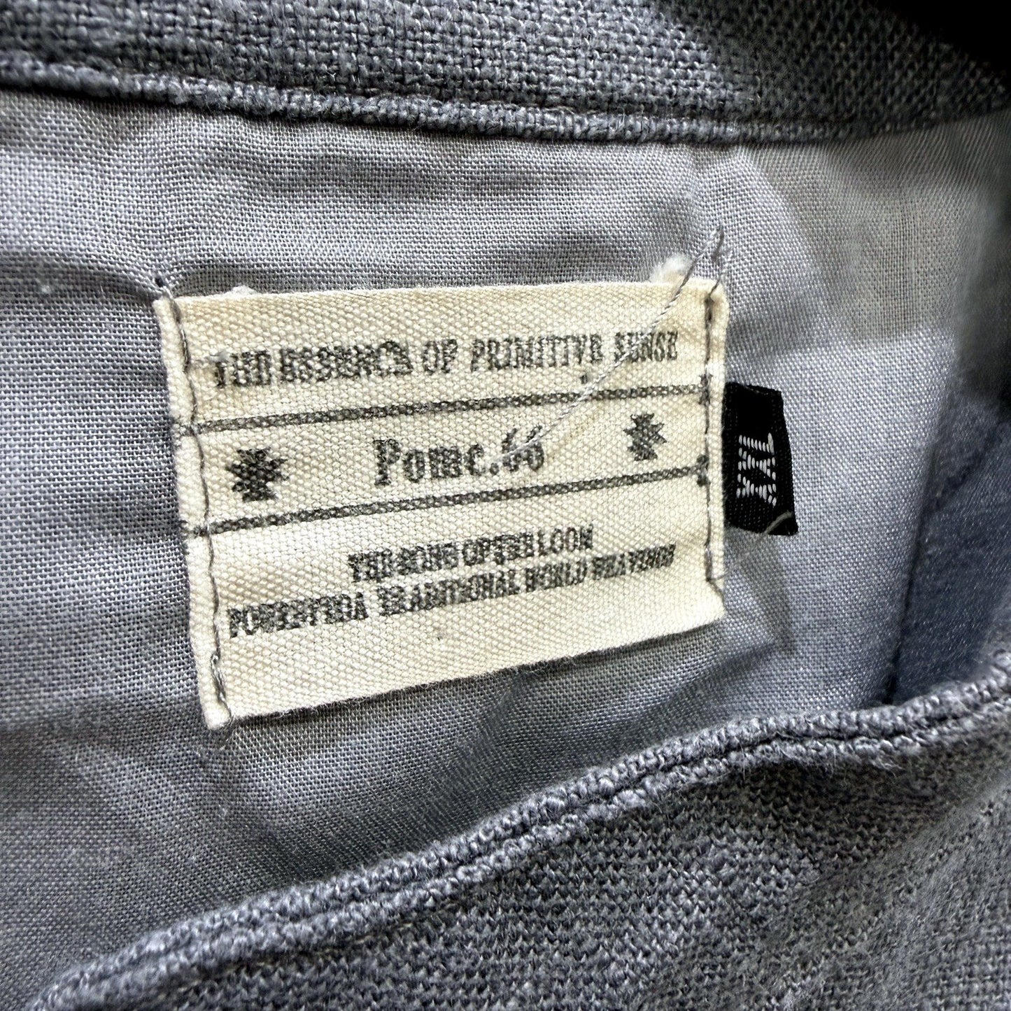 Primitive Sense Mens Linen Jacket with Knotted Buttons in Gray, Size XXL