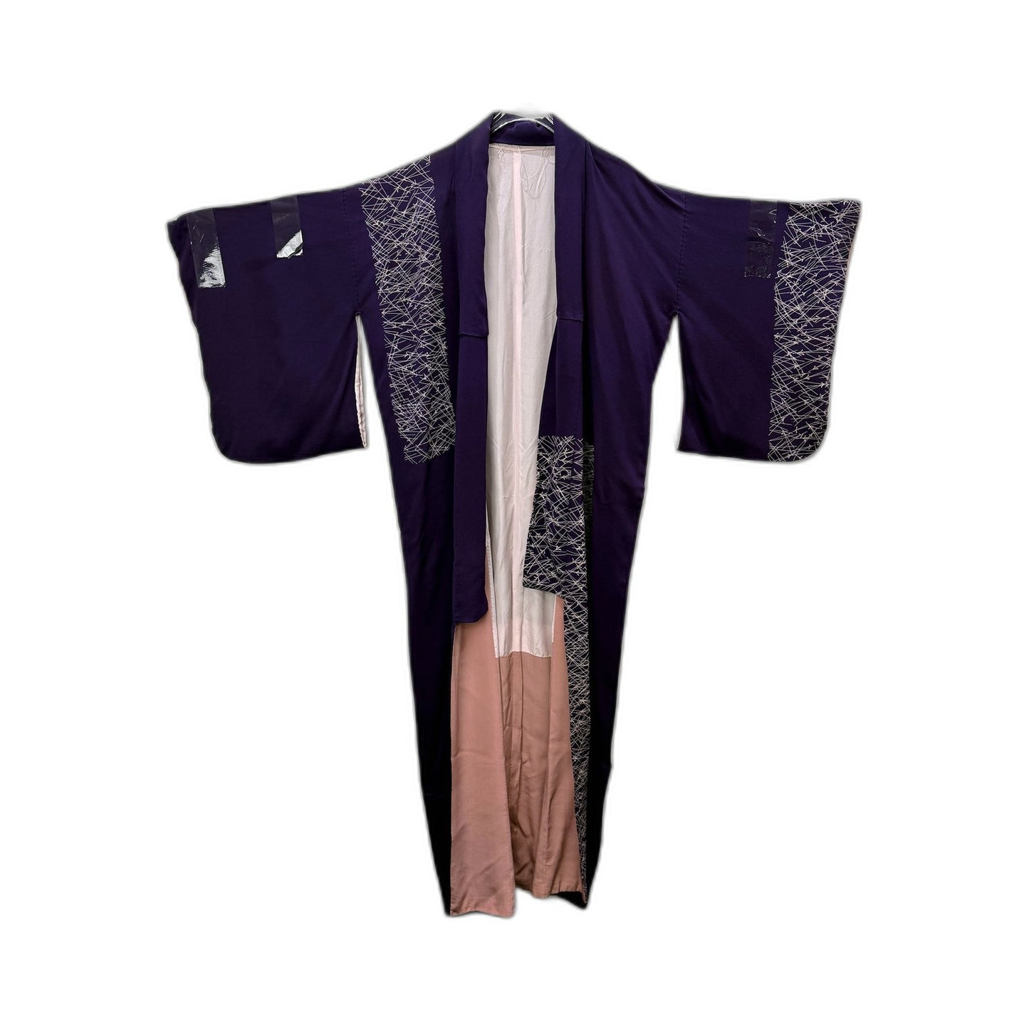 Japanese Womens Purple Dual Layer Kimono Lightweight Formal Wrap Size Large