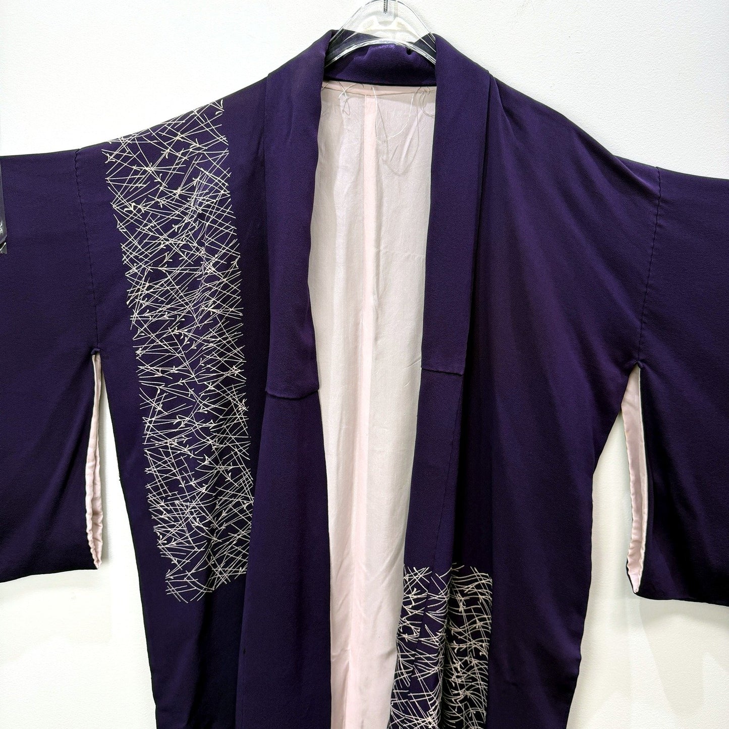 Japanese Womens Purple Dual Layer Kimono Lightweight Formal Wrap Size Large