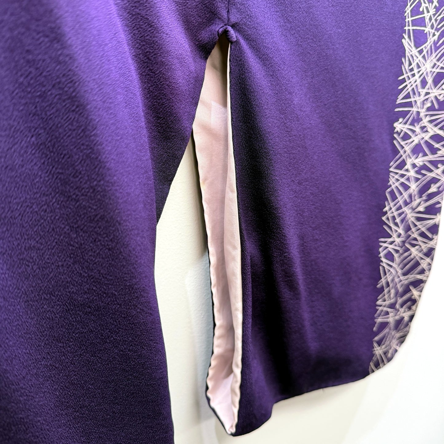 Japanese Womens Purple Dual Layer Kimono Lightweight Formal Wrap Size Large