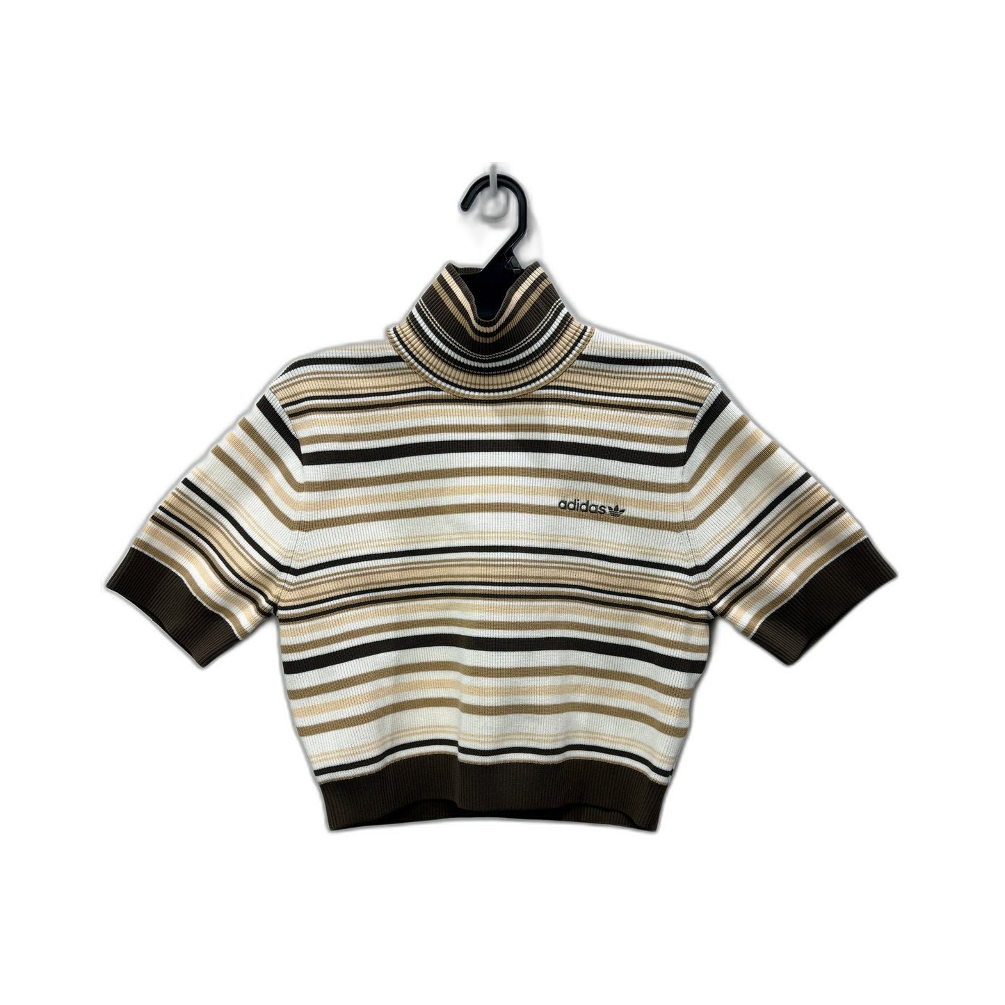 adidas Womens Knit Crop Turtleneck Top in Multi Color & Size S NEW