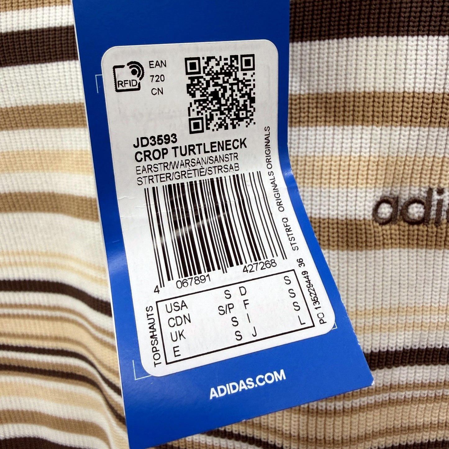 adidas Womens Knit Crop Turtleneck Top in Multi Color & Size S NEW