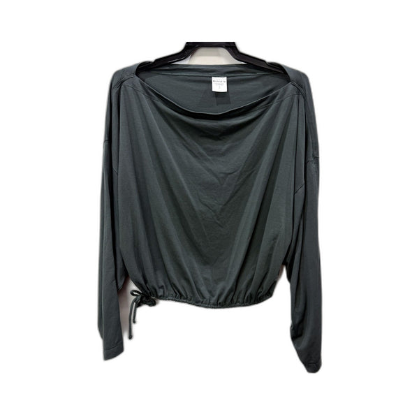 Athleta Womens Longsleeve Crop Top with Drawstring in Dark Gray, Size S NEW