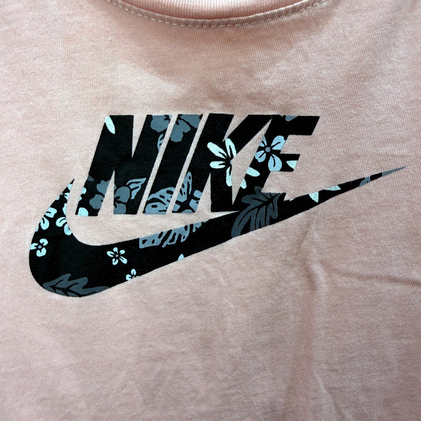Girls' Nike Relaxed Fit Floral Print Cotton T-Shirt in Pink, Size XL