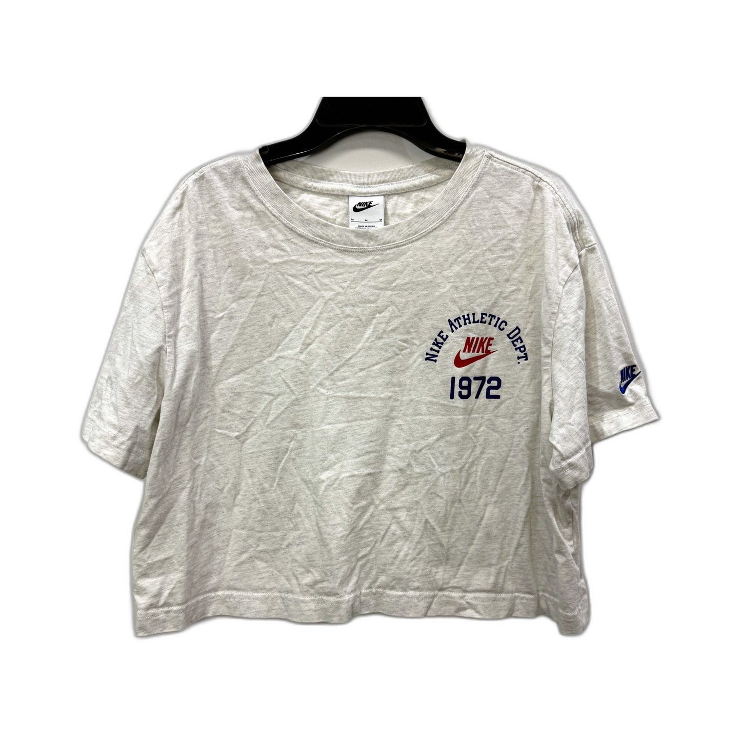 Nike Womens Cropped T-Shirt in Light Gray Marble, Size M NEW
