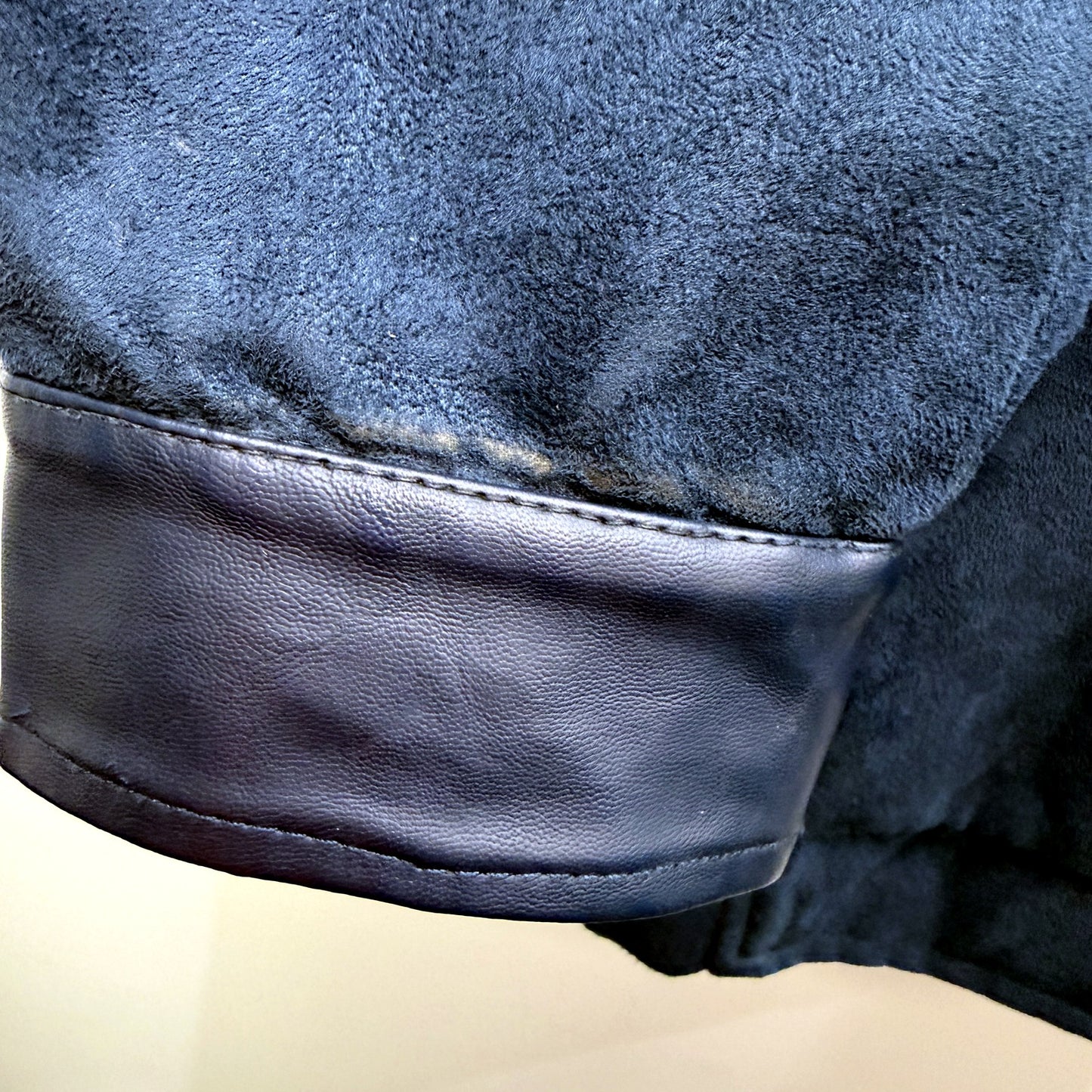 Superlative Fashion Mens Bomber Suede Look Jacket in Navy Blue, Size XL