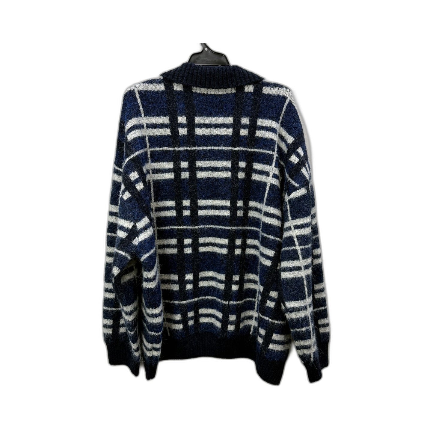 Spencer Project Mens Quarter Button Knit Jumper Navy Blue and White Size XL NEW