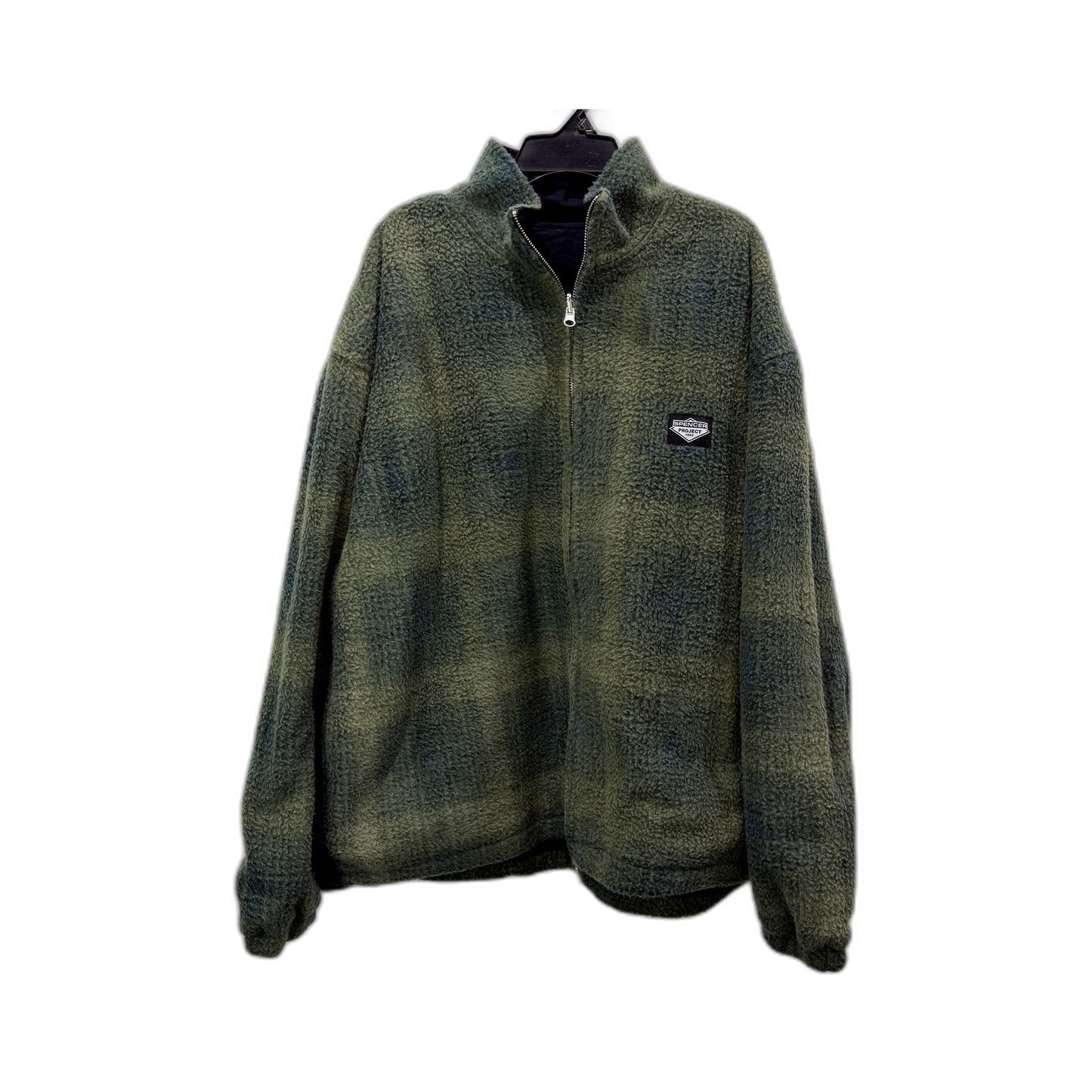 Spencer Project Mens Reversible Fleece Jacket in Olive Green, Size M NEW