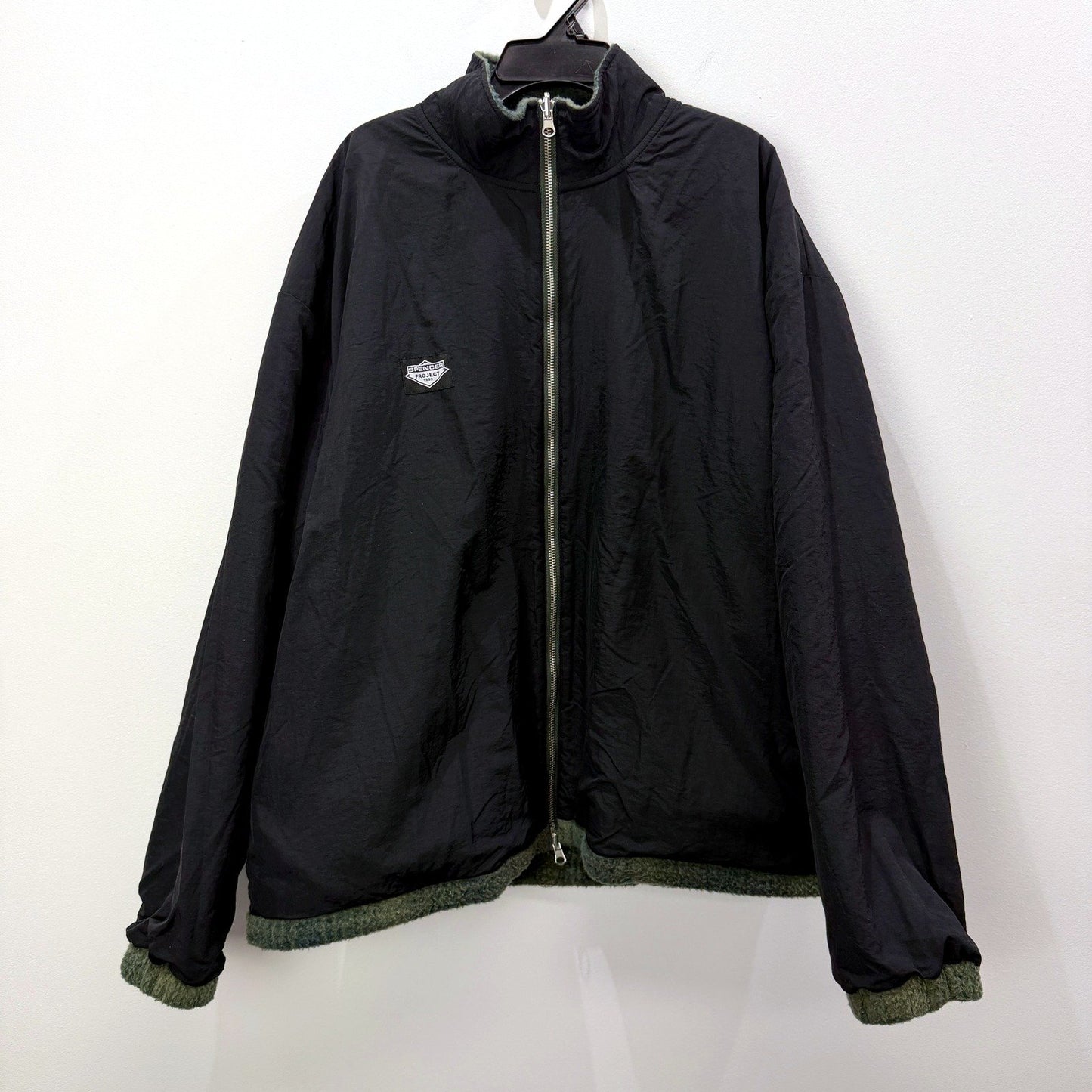 Spencer Project Mens Reversible Fleece Jacket in Olive Green, Size M NEW