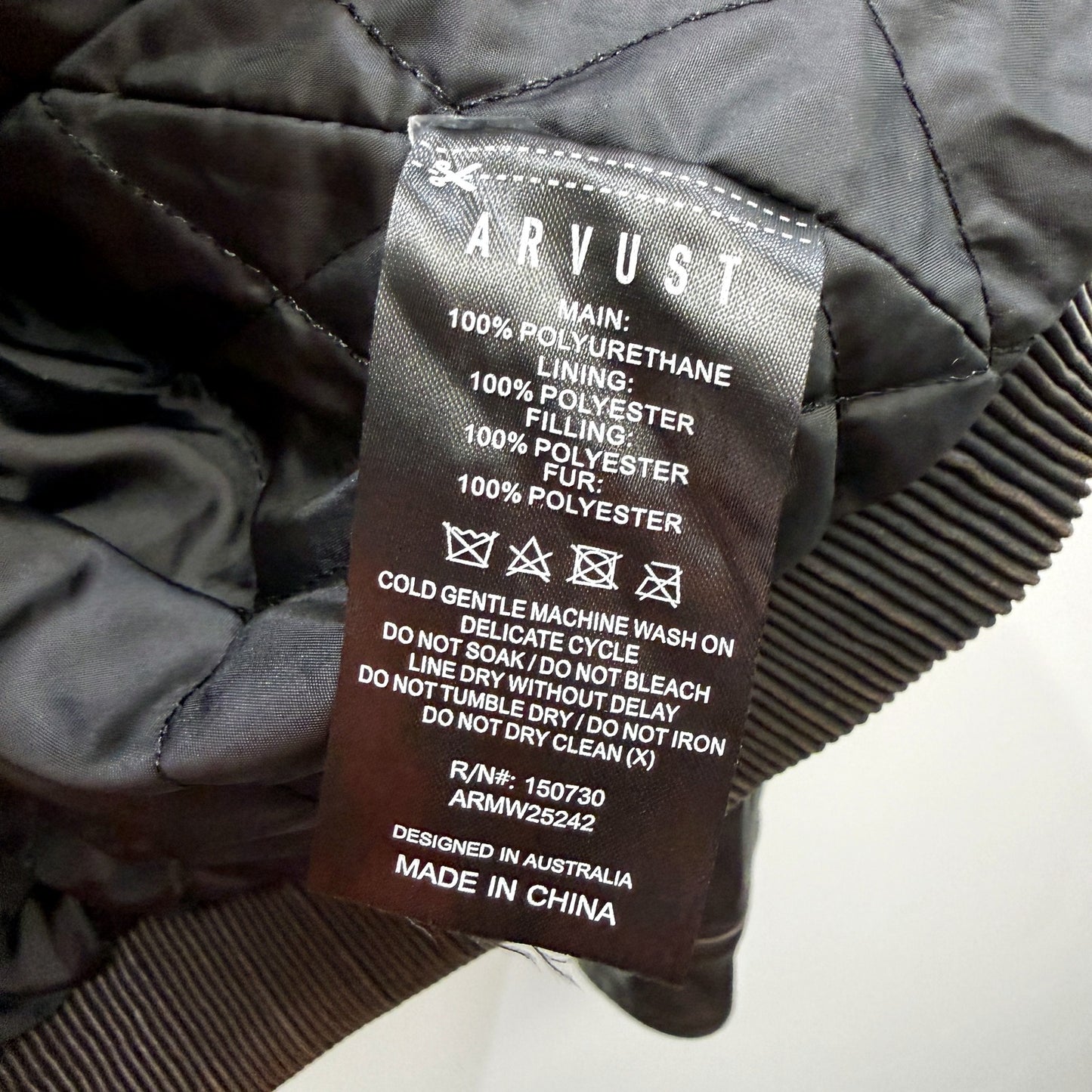 Arvust Mens Leather Bomber Jacket with Faux Fur Collar, Dark Brown, Size M NEW