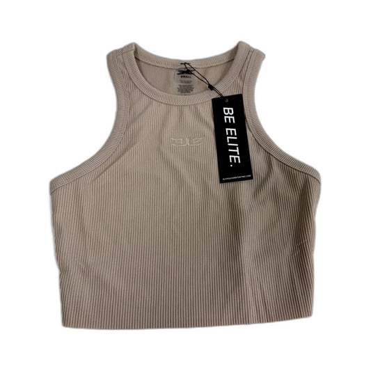 Elite Eleven Womens Cropped Ribbed Singlet in Beige, Size S NEW