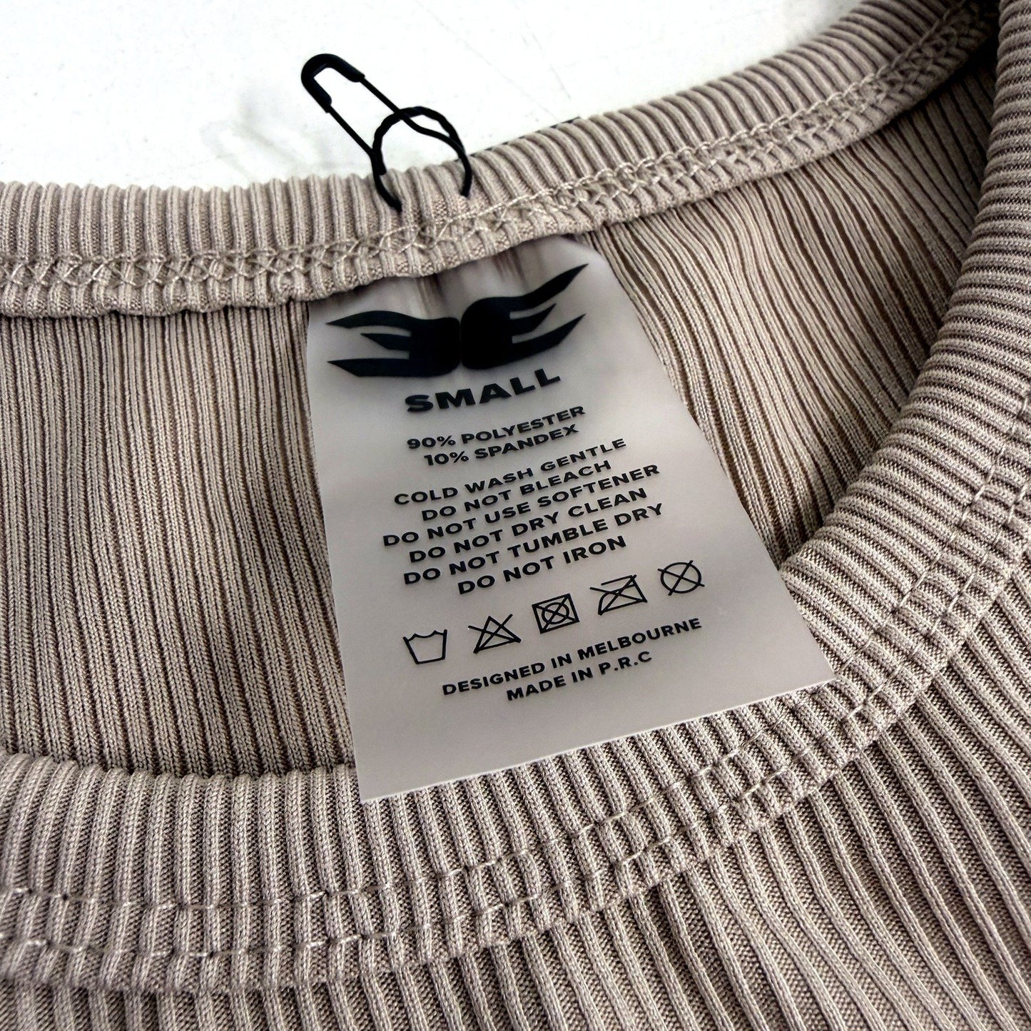 Elite Eleven Womens Cropped Ribbed Singlet in Beige, Size S NEW