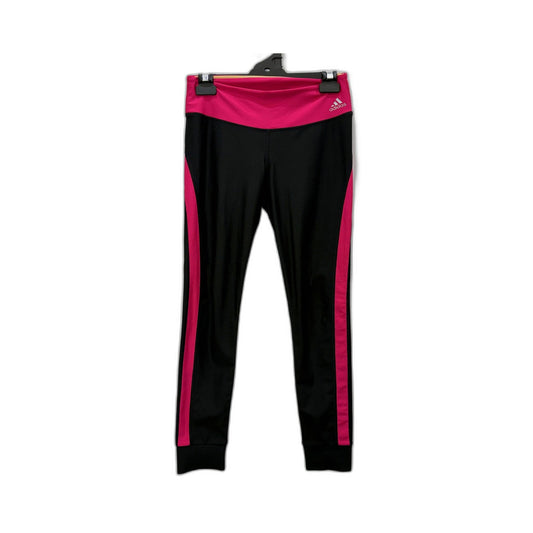 adidas Womens Colorblock Black Pink Athletic Workout Leggings XS NEW