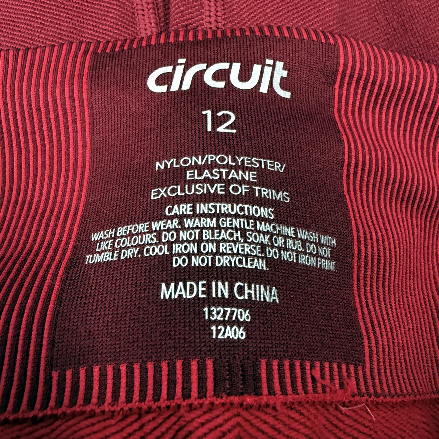 Circuit Womens Seamless Athletic Leggings in Dark Red, Size 12 NEW