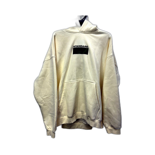 Standard Mens Pullover Hoodie with Graphic Print in Cream, Size XL NEW