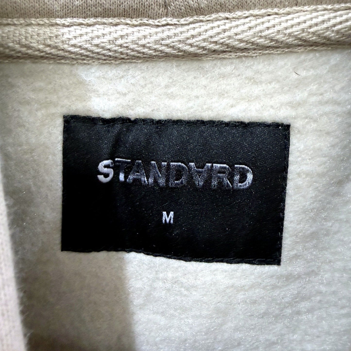 Standard Mens Pullover Techno Hoodie in Beige for Medium Size NEW