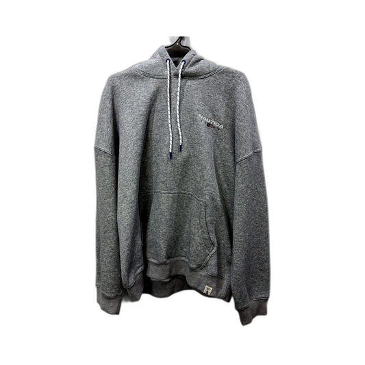Nautica Mens Gray Pullover Hoodie - Comfortable Cotton Blend, XL Size NEW