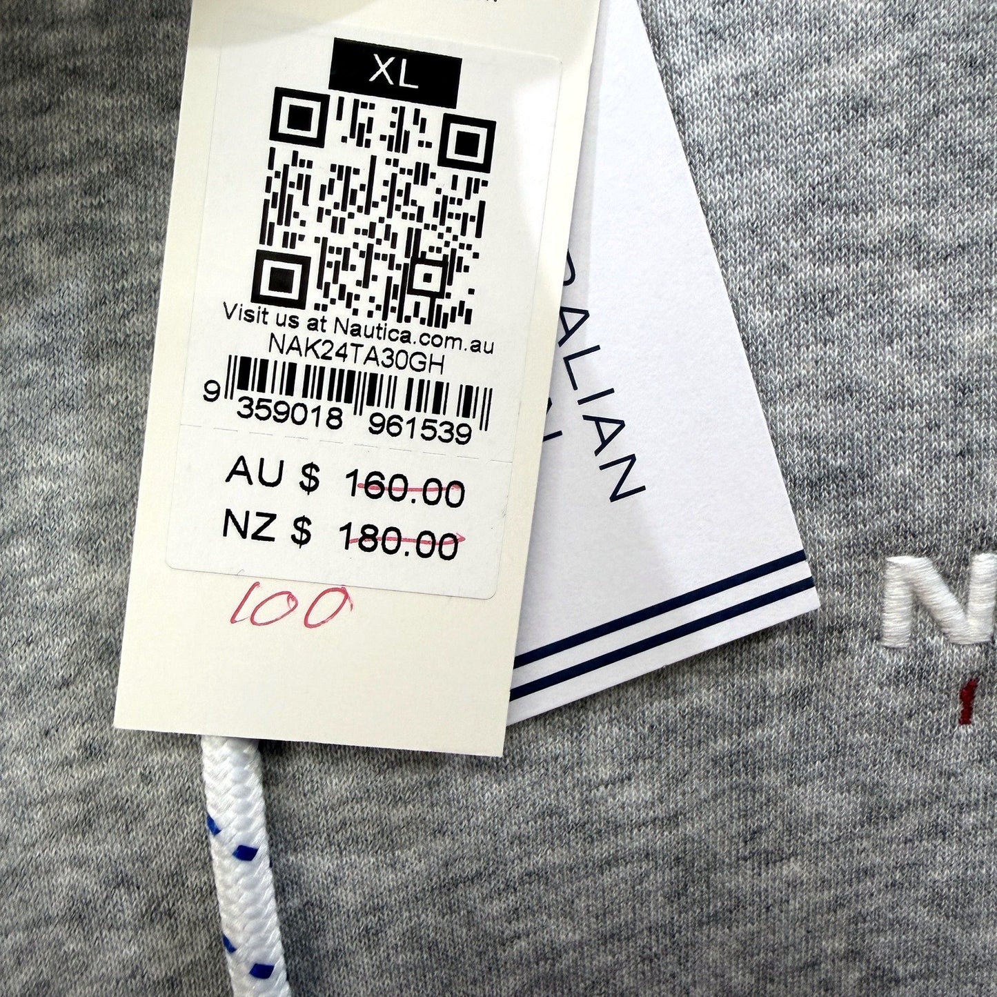 Nautica Mens Gray Pullover Hoodie - Comfortable Cotton Blend, XL Size NEW