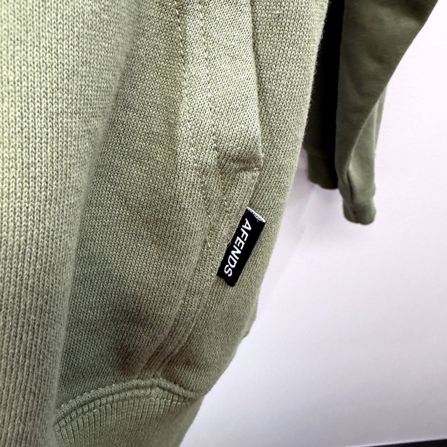 Afends Mens Recycled Cotton Pullover Hoodie in Olive Green, Size S NEW