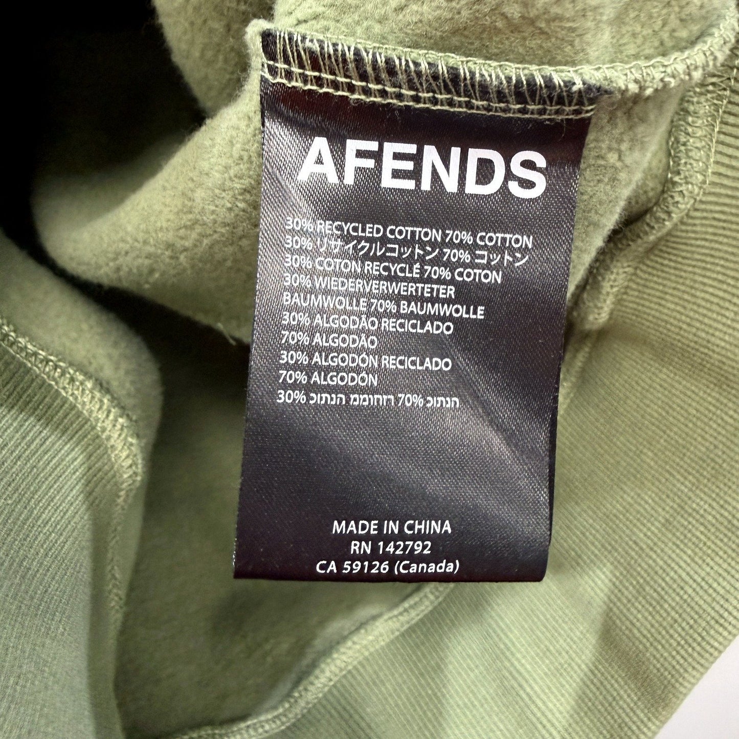 Afends Mens Recycled Cotton Pullover Hoodie in Olive Green, Size S NEW
