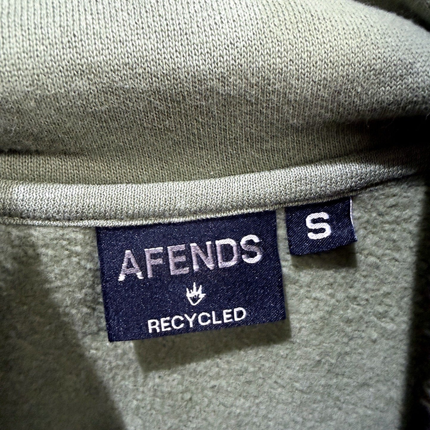 Afends Mens Recycled Cotton Pullover Hoodie in Olive Green, Size S NEW