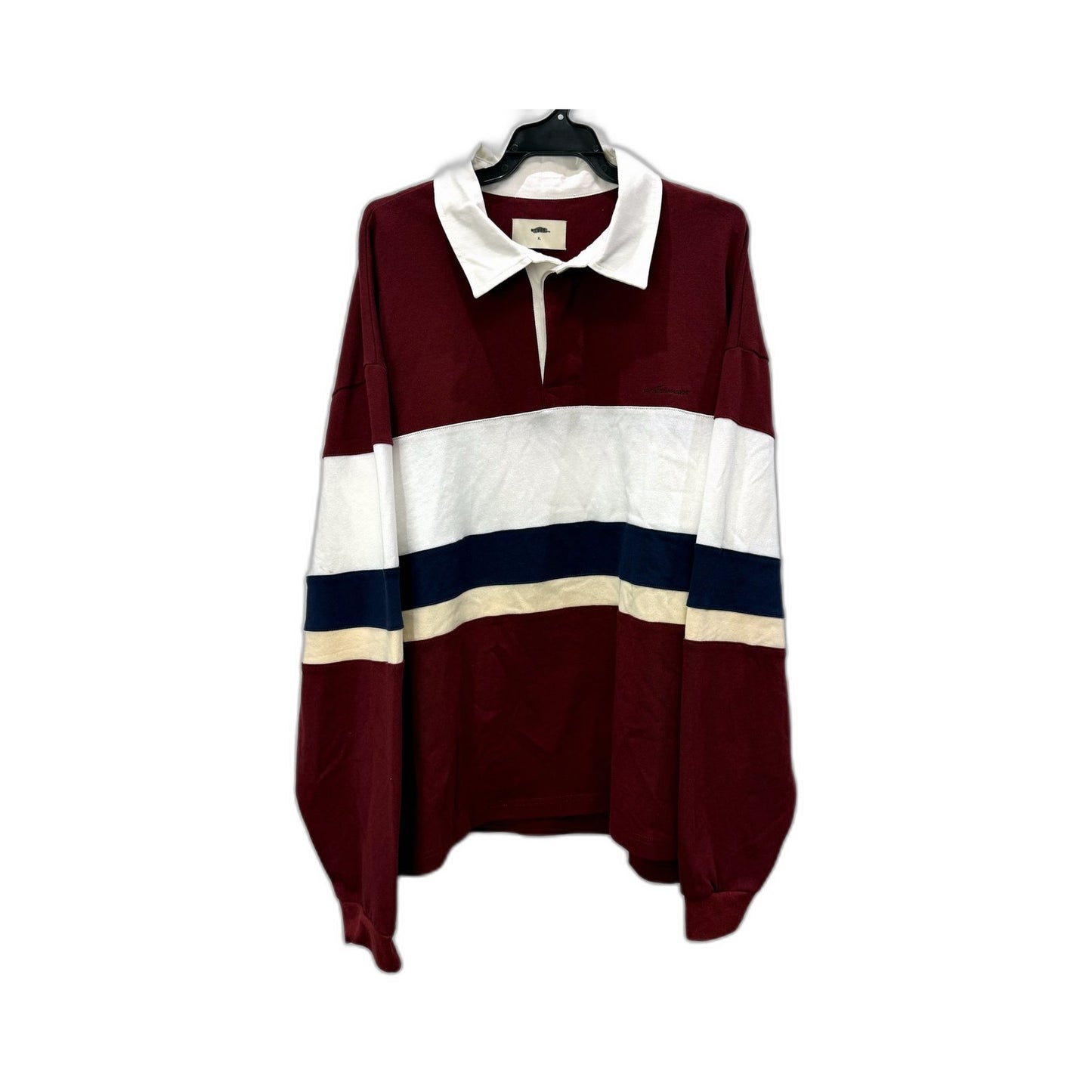 Arvust Mens Collared Long Sleeve Shirt in Burgundy Multi Color Size XL NEW